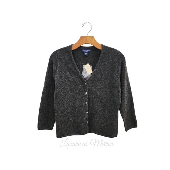 Ann Taylor Women's Cashmere Soft Knit Fitted Button Front Gray Sweater Sz S NEW - Picture 1 of 5